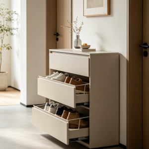 Flip-Drawer Shoe Organizer Cabinet